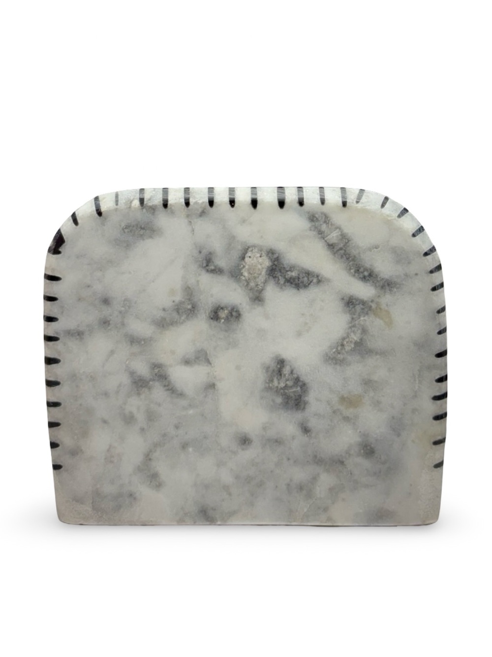 Marble White Gray NAPKIN HOLDER Polished Solid Heavy Contemporary Modern